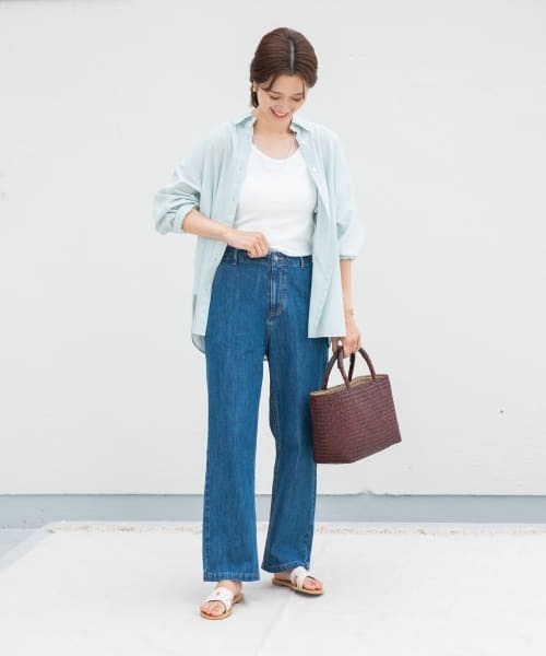 URBAN RESEARCH DOORS（アーバンリサーチドアーズ）の「コットンローンシャツ（シャツ/ブラウス・レディース・ストライプ/ライトベージュ/ミント・MEDIUM）」の12枚目の写真