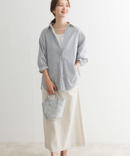 URBAN RESEARCH DOORS（アーバンリサーチドアーズ）の「コットンローンシャツ（シャツ/ブラウス・レディース・ストライプ/ライトベージュ/ミント・MEDIUM）」の18枚目の写真