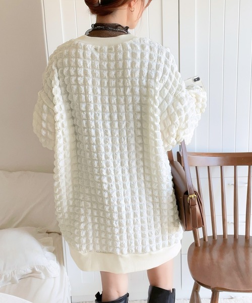 mily bilet(ミウィビレット)の「【mily bilet】ゆるっとしたシルエットが可愛い ぽこぽこ2wayカーディガン(カーディガン/ボレロ・レディース・モカ/アイボリー/ブラック・MEDIUM/LARGE/SMALL/X-LARGE)」の14枚目の写真