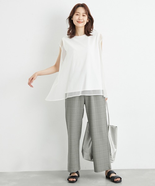ROPE' PICNIC（ロペピクニック）の「リンクコーデ/チェックイージーワイドパンツ（その他パンツ・レディース・グレー・38/40/36）」の6枚目の写真