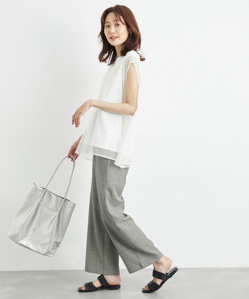ROPE' PICNIC（ロペピクニック）の「リンクコーデ/チェックイージーワイドパンツ（その他パンツ・レディース・グレー・38/40/36）」の7枚目の写真