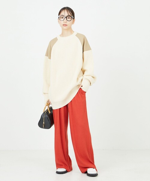 FREAK'S STORE（フリークスストア）の「限定展開　セルフカット リブワイド イージーパンツ（その他パンツ・レディース・オレンジ/グリーン/ナチュラル/グレー/イエロー/ブラック/ブルー・ﾌﾘ-）」の10枚目の写真