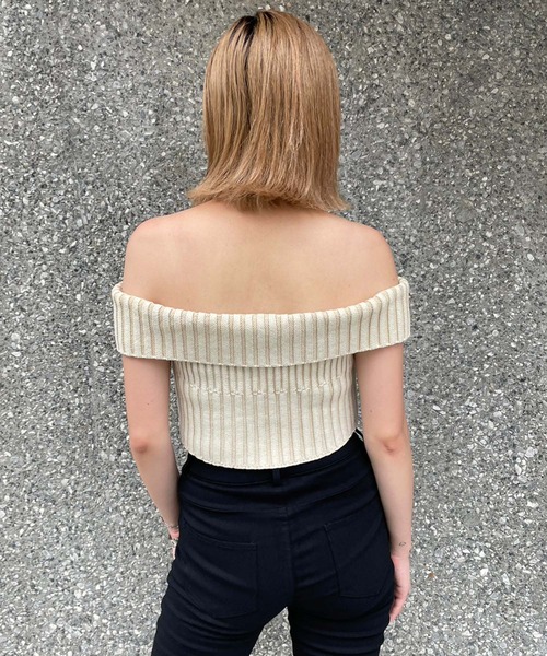 ENVYM(アンビー)の「ZIPポイントオフショルKNIT(Tシャツ/カットソー・レディース・ベージュ/ブラック/ブルー・FREE)」の14枚目の写真