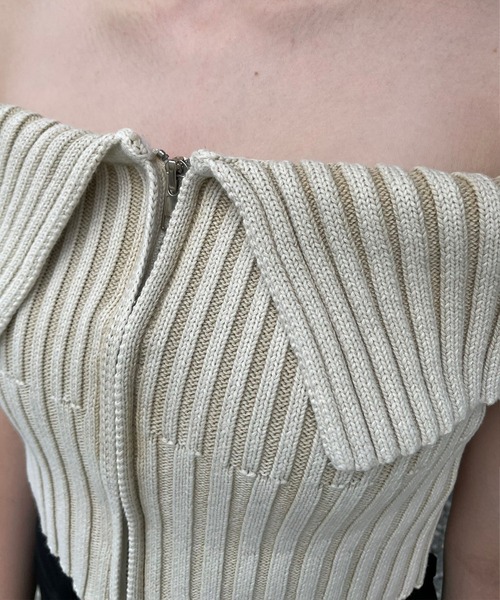 ENVYM(アンビー)の「ZIPポイントオフショルKNIT(Tシャツ/カットソー・レディース・ベージュ/ブラック/ブルー・FREE)」の18枚目の写真