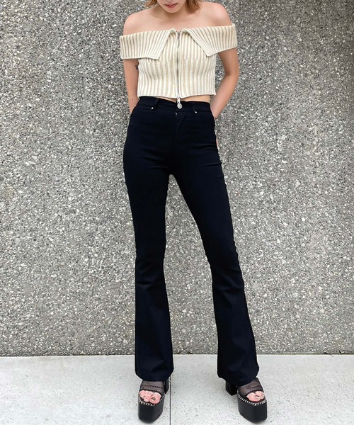 ENVYM（アンビー）の「ZIPポイントオフショルKNIT（Tシャツ/カットソー