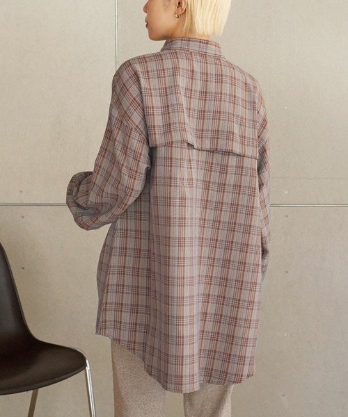 w closet（ダブルクローゼット）の「チェック柄バックオープンシャツ