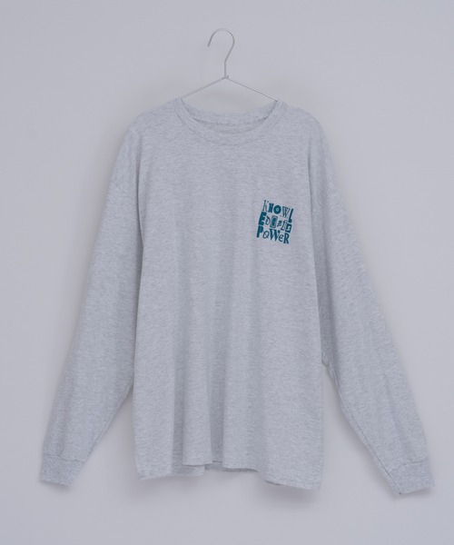 WHIMSIC（ウィムジック）の「【UNISEX】エンブロイダリーロゴロングスリーブTEE（Tシャツ/カットソー・メンズ・ブラック/ライトグレー/ブラウン/ホワイト・FREE）」の13枚目の写真