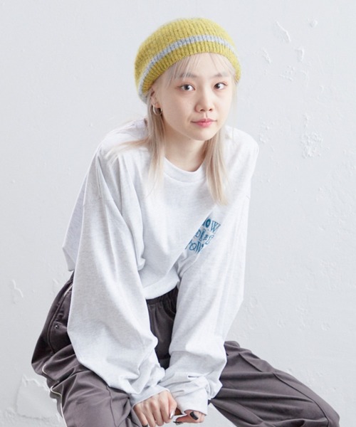 WHIMSIC（ウィムジック）の「【UNISEX】エンブロイダリーロゴロングスリーブTEE（Tシャツ/カットソー・メンズ・ブラック/ライトグレー/ブラウン/ホワイト・FREE）」の12枚目の写真