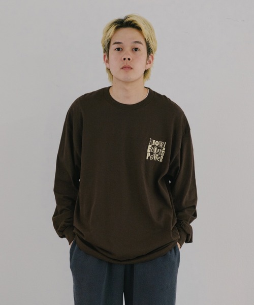 WHIMSIC（ウィムジック）の「【UNISEX】エンブロイダリーロゴロングスリーブTEE（Tシャツ/カットソー・メンズ・ブラック/ライトグレー/ブラウン/ホワイト・FREE）」の20枚目の写真