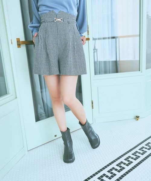 mysty woman（ミスティウーマン）の「ツイードベルトショートパンツ 982620（その他パンツ・レディース・ブラック系その他/ブラック/ブルー・FREE）」の3枚目の写真