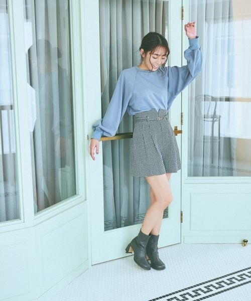 mysty woman（ミスティウーマン）の「ツイードベルトショートパンツ 982620（その他パンツ・レディース・ブラック系その他/ブラック/ブルー・FREE）」の6枚目の写真