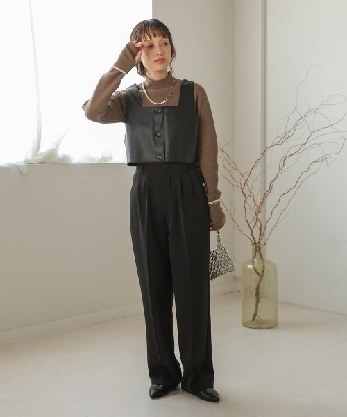 Bab（バブ）の「2WAY指ぬきタートルトップス（Tシャツ/カットソー・レディース・アイボリー/チャコールグレー/モカ/ピンク・FREE）」の21枚目の写真