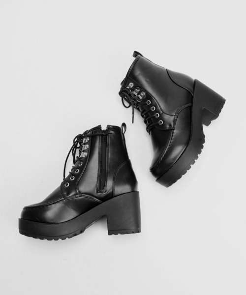 LOVEHUNTER(ラブハンター)の「LOVEHUNTER 厚底モカシンレースアップブーツ(ブーツ・レディース・ブラック系その他/ブラック・SS/S/L/LL/M)」の3枚目の写真