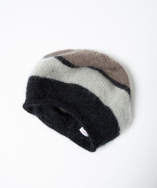 RACAL（ラカル）の「Stripe Mohair Knit Tam Beret / ボーダー切り替えモヘアニットタムベレー（ニットキャップ/ビーニー・レディース・ブラック系その他/チャコールグレー/ブラック/ブルー系その他/グリーン系その他・FREE）」の16枚目の写真