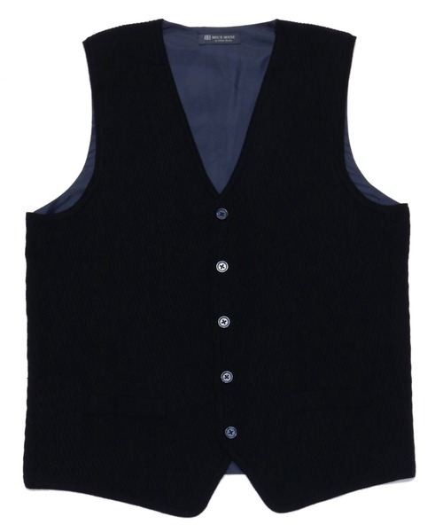 TOKYO SHIRTS(トウキョウシャツ)の「サーマワッフル 後身布帛 ベーシック ニットジレ(ベスト・メンズ・ネイビー/チャコール・XL/L/LL/M)」の2枚目の写真