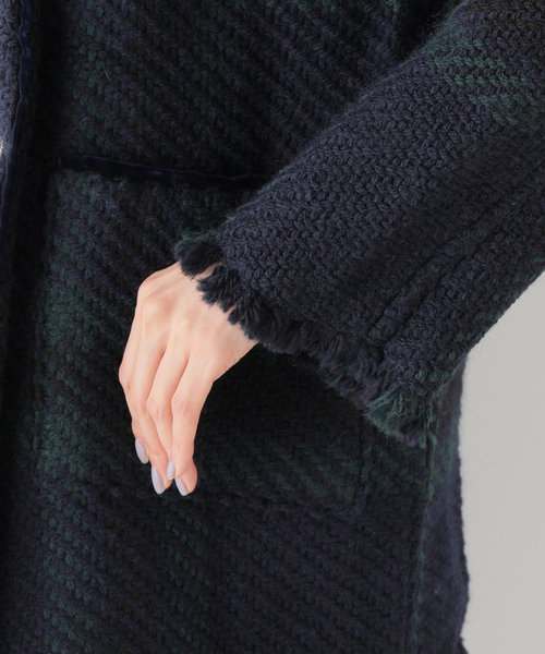 La TOTALITE(ラトータリテ)の「【John branigan/ジョンブラニガン】ツイードニットWジャケット(ノーカラージャケット・レディース・ネイビー/ブラック・FREE)」の21枚目の写真