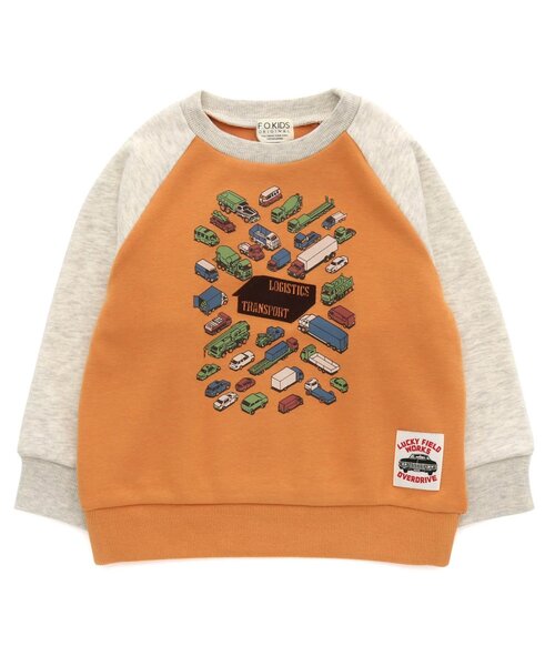 F.O.KIDS（エフオーキッズ）の「【裏シャギー】はたらくくるまラグラントレーナー（スウェット・キッズ・オレンジ/グレー/オフホワイト・95/80/90/130/120/100/110/140）」の3枚目の写真