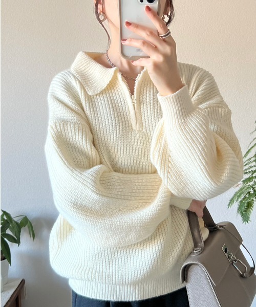 STONE  ハーフジップセーター アイボリー/ベージュ 楽天市場】【2025AW】【Classic Half-Zip Knit Pullover】 メンズ