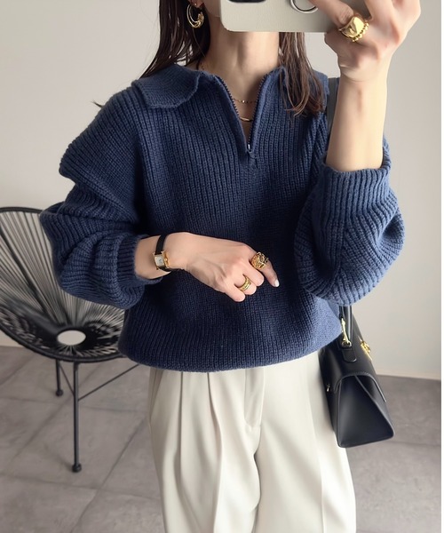 Ada.（エイダ）の「襟付き ハーフジップ オーバーサイズ ニット