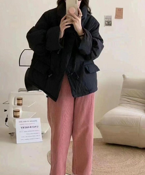 ENLIKE（エンリケ）の「ダッフルボタンスタンドネック中綿ジャケット（その他アウター・レディース・オフホワイト/イエロー/ブラック・FREE）」の19枚目の写真