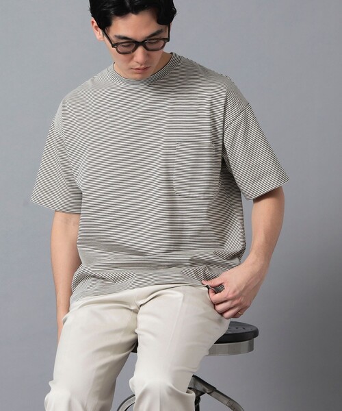 A VONTADE(アボンタージ)の「*A VONTADE / ボーダー ポケットTシャツ(Tシャツ/カットソー・メンズ・グレー/ネイビー・MEDIUM/LARGE/SMALL)」の2枚目の写真