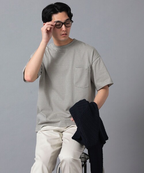 A VONTADE(アボンタージ)の「*A VONTADE / ボーダー ポケットTシャツ(Tシャツ/カットソー・メンズ・グレー/ネイビー・MEDIUM/LARGE/SMALL)」の4枚目の写真