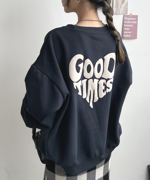 Futier land（フューティアランド）の「ハート発泡ロゴトレーナー（スウェット・レディース・ライトグレー/ネイビー・FREE）」の2枚目の写真