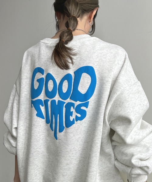 Futier land（フューティアランド）の「ハート発泡ロゴトレーナー（スウェット・レディース・ライトグレー/ネイビー・FREE）」の3枚目の写真