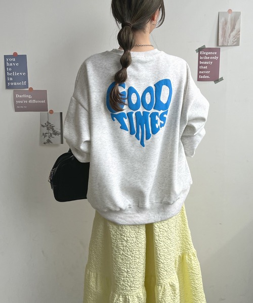 Futier land（フューティアランド）の「ハート発泡ロゴトレーナー（スウェット・レディース・ライトグレー/ネイビー・FREE）」の7枚目の写真