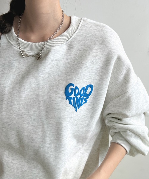 Futier land（フューティアランド）の「ハート発泡ロゴトレーナー（スウェット・レディース・ライトグレー/ネイビー・FREE）」の8枚目の写真