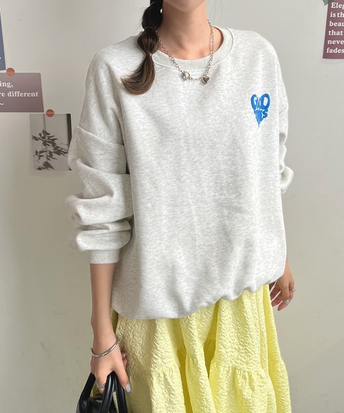 Futier land（フューティアランド）の「ハート発泡ロゴトレーナー（スウェット・レディース・ライトグレー/ネイビー・FREE）」の14枚目の写真