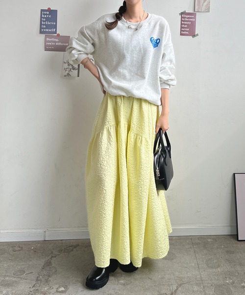 Futier land（フューティアランド）の「ハート発泡ロゴトレーナー（スウェット・レディース・ライトグレー/ネイビー・FREE）」の15枚目の写真