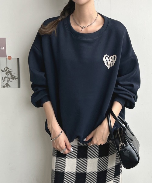 Futier land（フューティアランド）の「ハート発泡ロゴトレーナー（スウェット・レディース・ライトグレー/ネイビー・FREE）」の17枚目の写真