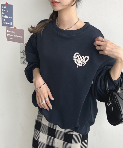 Futier land（フューティアランド）の「ハート発泡ロゴトレーナー（スウェット・レディース・ライトグレー/ネイビー・FREE）」の19枚目の写真