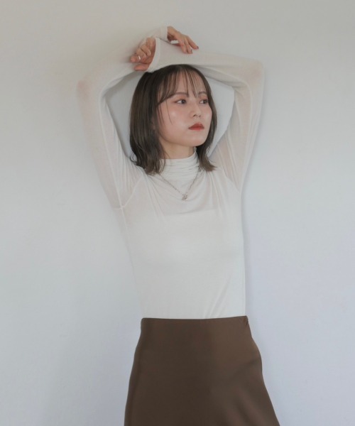 Reurie'(レウリィ)の「ウールミックスタートルトップ / wool mix turtle top シアータートル ウール混 レイヤード タートルネック(ニット/セーター・レディース・アイボリー/グレー・FREE)」の3枚目の写真