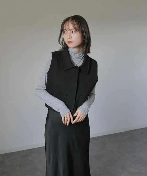 Reurie'(レウリィ)の「ウールミックスタートルトップ / wool mix turtle top シアータートル ウール混 レイヤード タートルネック(ニット/セーター・レディース・アイボリー/グレー・FREE)」の4枚目の写真