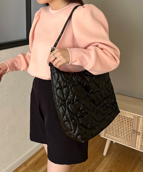 prose verse（プロズヴェール）の「ハートキルトショルダーバッグ（トートバッグ・レディース・ブラック/シルバー・ﾌﾘ-）」の4枚目の写真