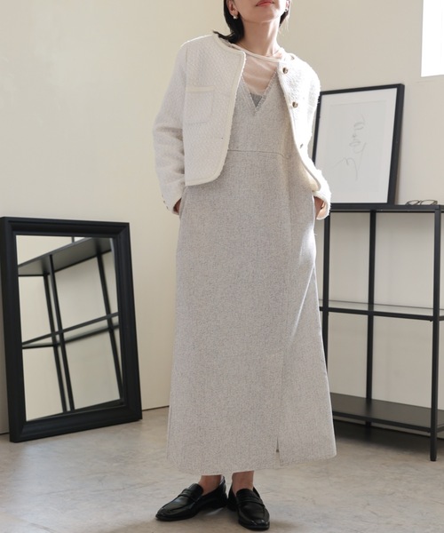 ULEULA（ウルア）の「金釦ノーカラーツイードジャケット（ノーカラージャケット・レディース・ブラック/アイボリー・FREE）」の9枚目の写真