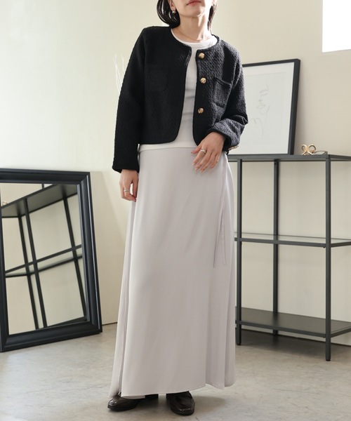 ULEULA（ウルア）の「金釦ノーカラーツイードジャケット（ノーカラージャケット・レディース・ブラック/アイボリー・FREE）」の22枚目の写真