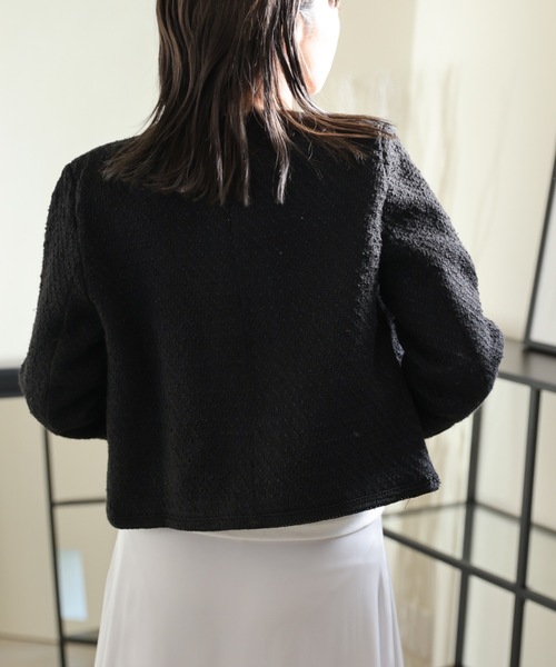 ULEULA（ウルア）の「金釦ノーカラーツイードジャケット（ノーカラージャケット・レディース・ブラック/アイボリー・FREE）」の21枚目の写真