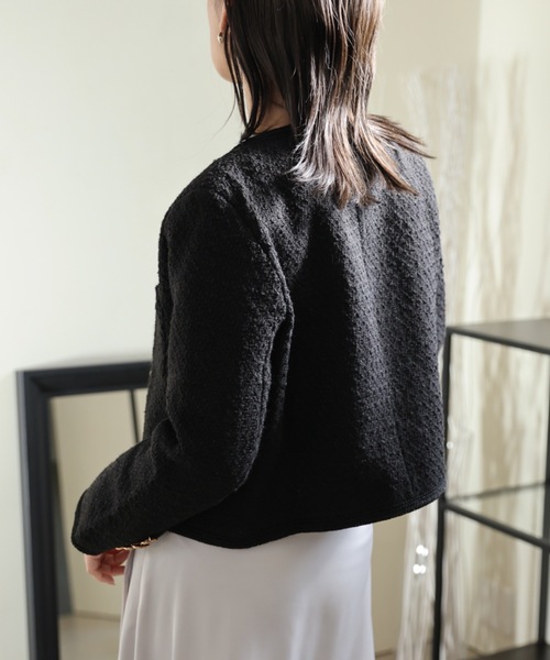 ULEULA（ウルア）の「金釦ノーカラーツイードジャケット（ノーカラージャケット・レディース・ブラック/アイボリー・FREE）」の20枚目の写真
