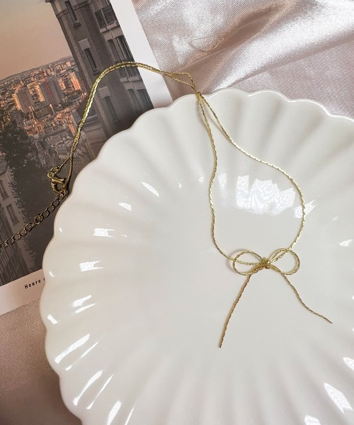 DiamondHearts（ダイヤモンドハーツ）の「シンプル リボン ネックレス（ネックレス・レディース・シルバー/ゴールド・FREE）」の11枚目の写真