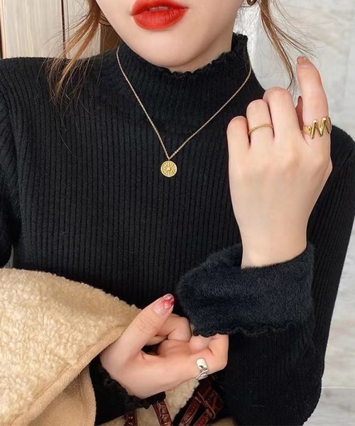Miniministore(ミニミニストア)の「【裏起毛】ニットトップス レディース 暖かい(ニット/セーター・レディース・ブラック/ライトベージュ/ホワイト/ダークベージュ/ブラウン/グレー/ダークグレー・L)」の3枚目の写真