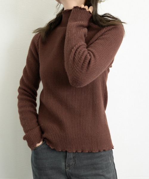 Miniministore(ミニミニストア)の「【裏起毛】ニットトップス レディース 暖かい(ニット/セーター・レディース・ブラック/ライトベージュ/ホワイト/ダークベージュ/ブラウン/グレー/ダークグレー・L)」の20枚目の写真