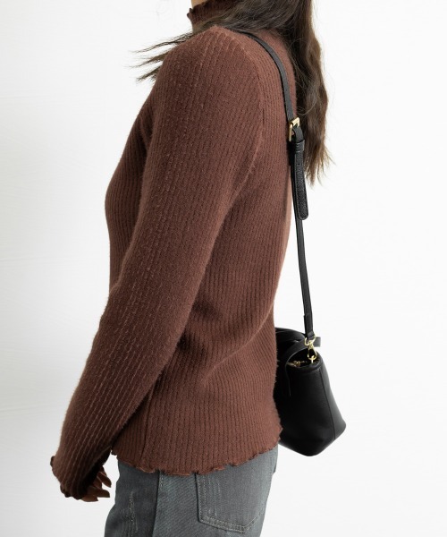 Miniministore(ミニミニストア)の「【裏起毛】ニットトップス レディース 暖かい(ニット/セーター・レディース・ブラック/ライトベージュ/ホワイト/ダークベージュ/ブラウン/グレー/ダークグレー・L)」の21枚目の写真