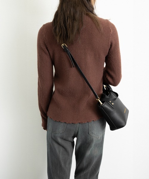 Miniministore(ミニミニストア)の「【裏起毛】ニットトップス レディース 暖かい(ニット/セーター・レディース・ブラック/ライトベージュ/ホワイト/ダークベージュ/ブラウン/グレー/ダークグレー・L)」の22枚目の写真