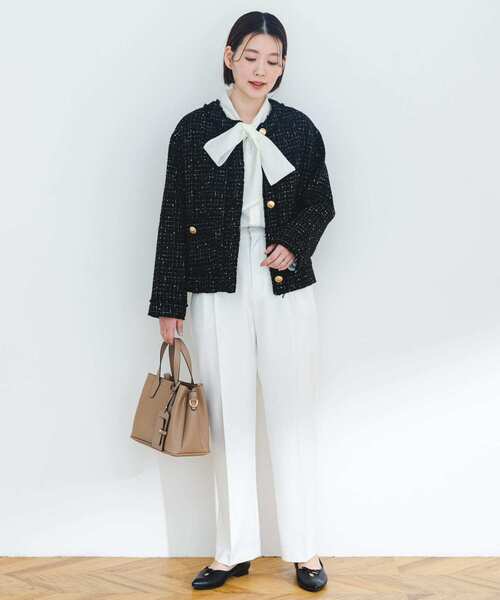 F by ROSSO（エフバイロッソ）の「『LEE3月号掲載』F by ROSSO　ツイードノーカラージャケット（ノーカラージャケット・レディース・オフホワイト/ブラック・36/38）」の11枚目の写真