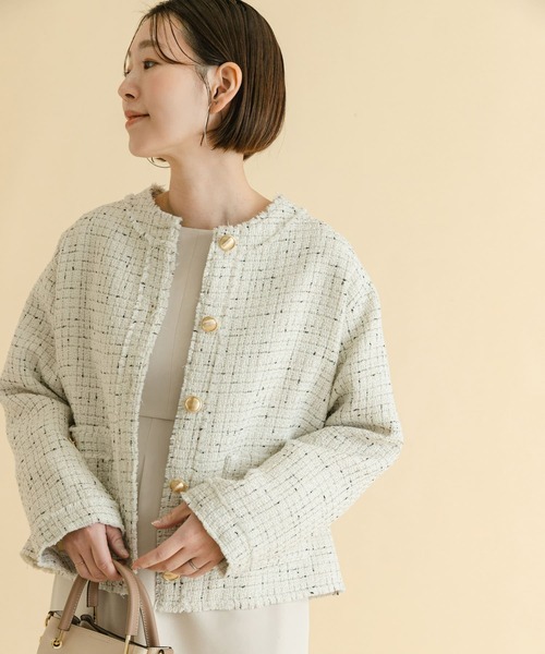 F by ROSSO（エフバイロッソ）の「『LEE3月号掲載』F by ROSSO　ツイードノーカラージャケット（ノーカラージャケット・レディース・オフホワイト/ブラック・36/38）」の19枚目の写真