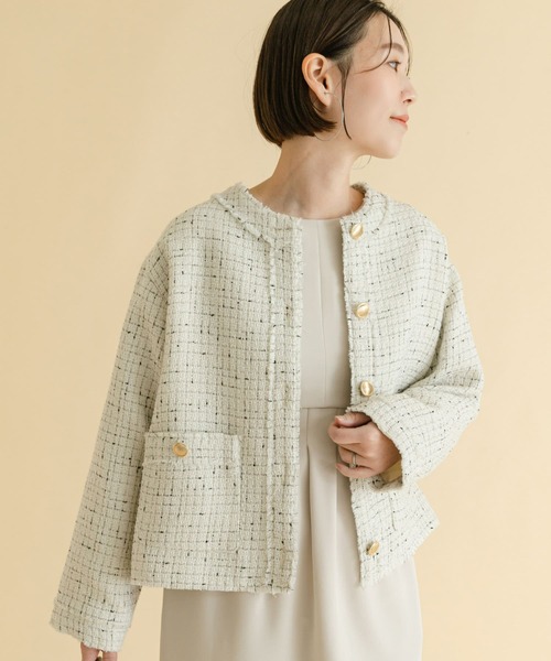 F by ROSSO（エフバイロッソ）の「『LEE3月号掲載』F by ROSSO　ツイードノーカラージャケット（ノーカラージャケット・レディース・オフホワイト/ブラック・36/38）」の20枚目の写真