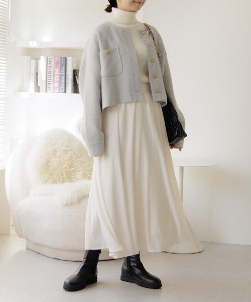 flower（フラワー）の「フローイングギャザースカート（スカート・レディース・アイボリー/ブラック・FREE）」の8枚目の写真